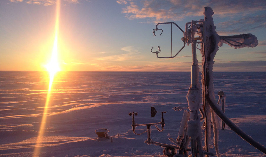 An anemometer measures wind currents in Alaska.